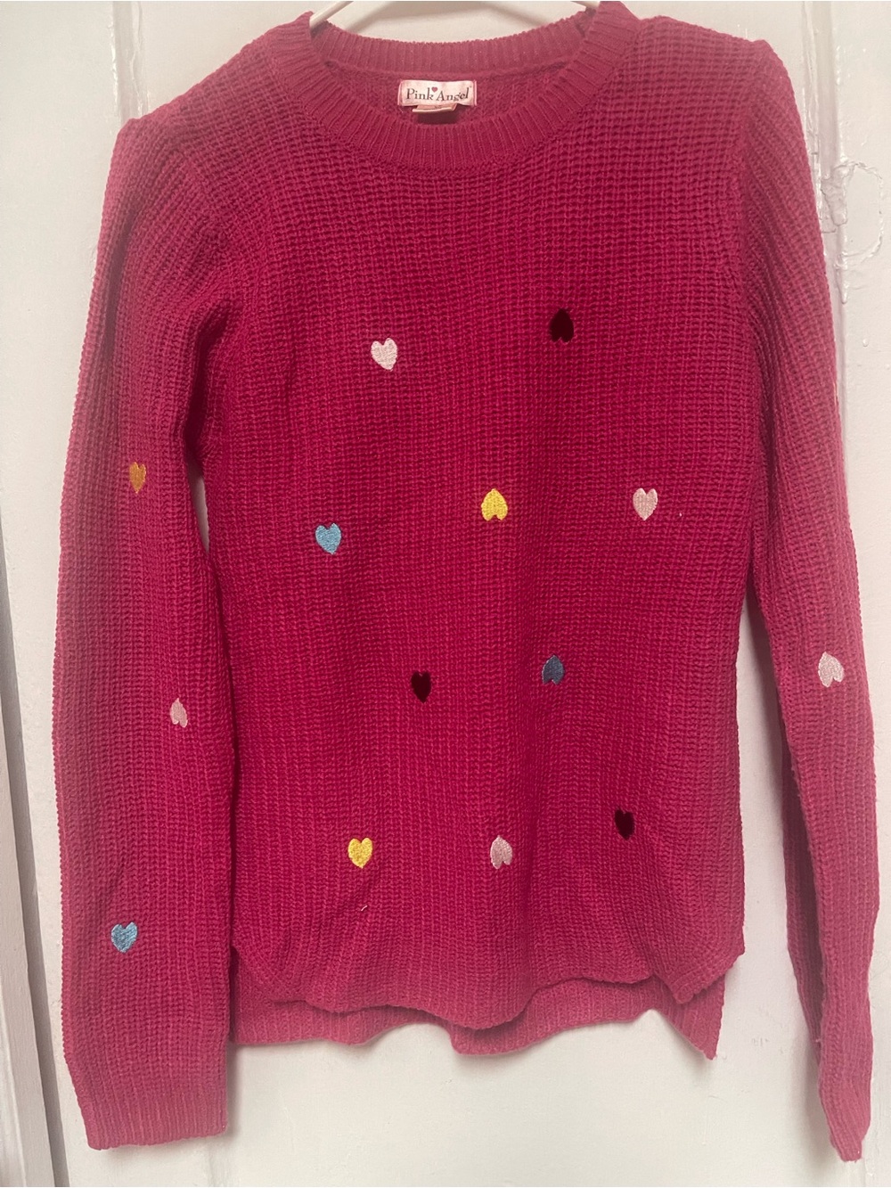 Women's Raspberry Heart Knit Sweater